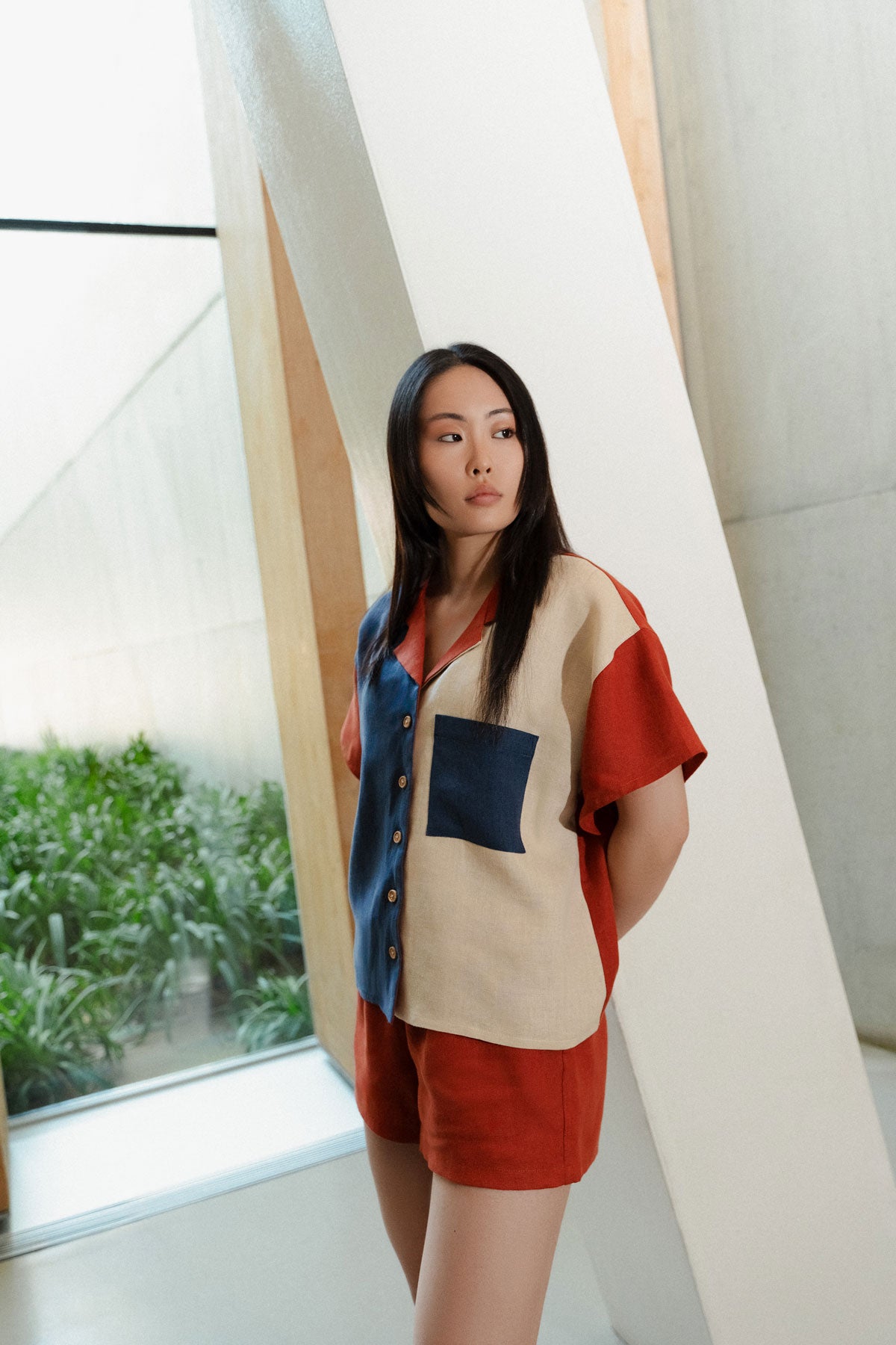 Color-Block Linen Shirt Vértice