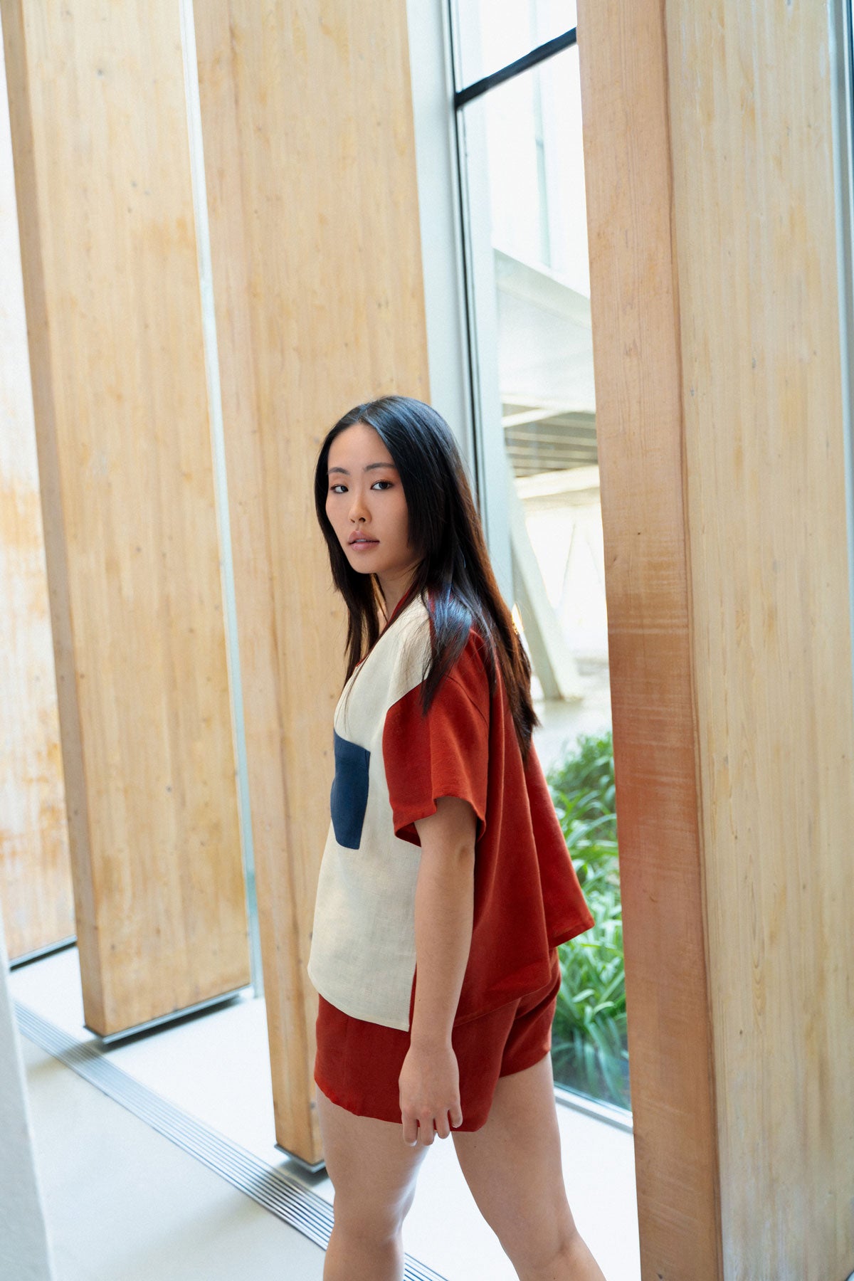 Color-Block Linen Shirt Vértice