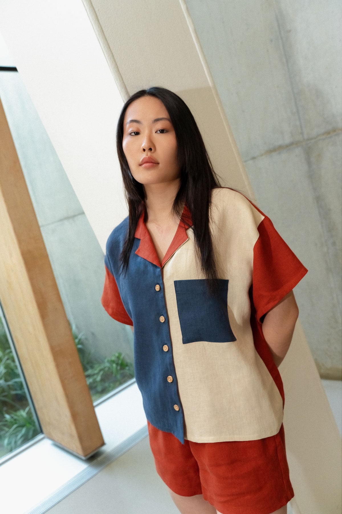 Color-Block Linen Shirt Vértice