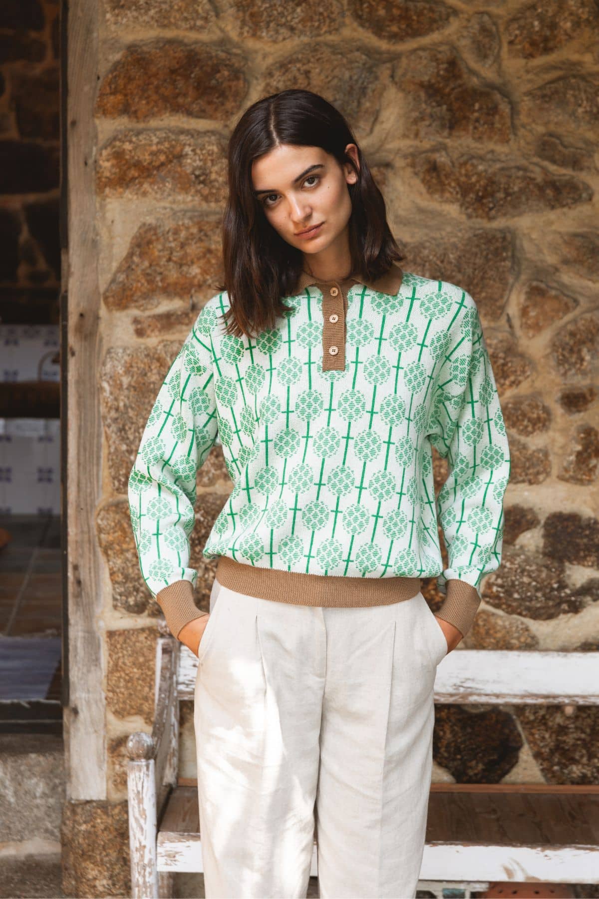 Jersey Polo Lana Merino Crudo Doce