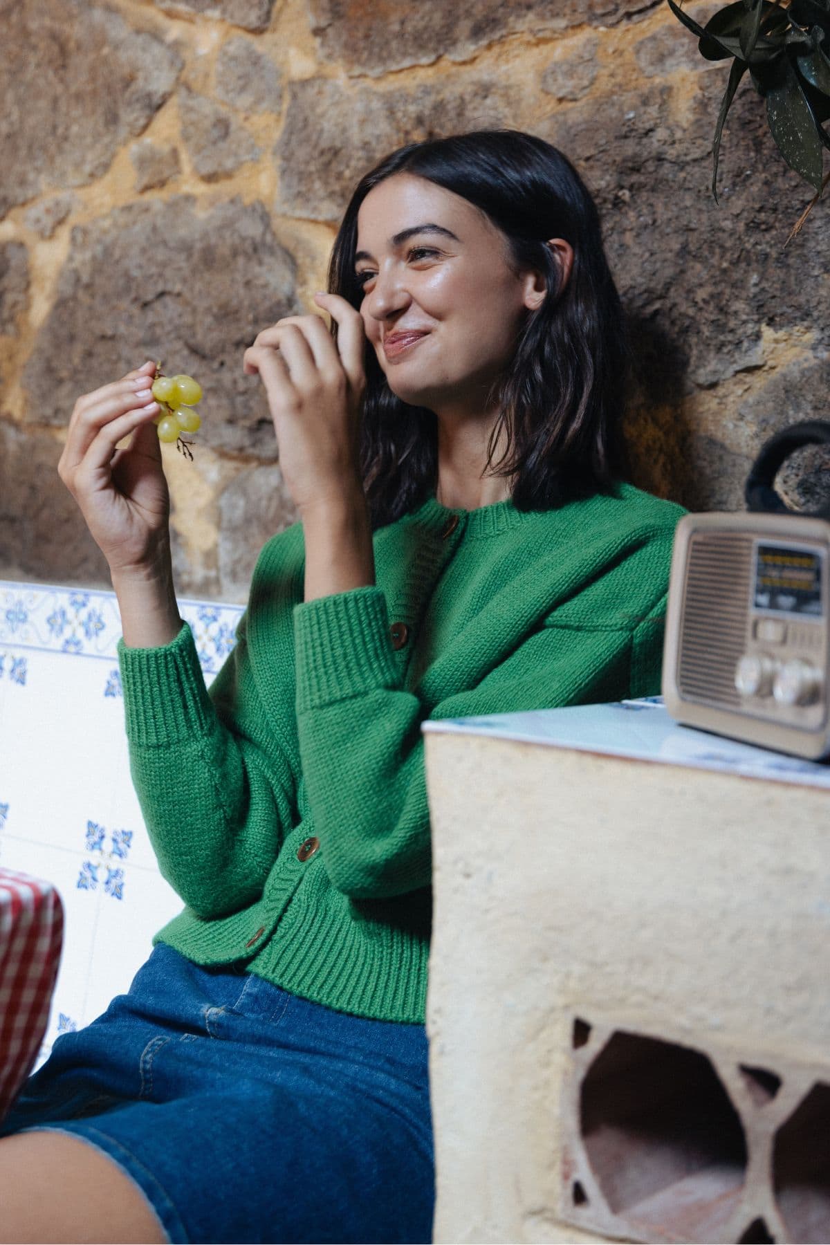 Chaqueta Corta Lana Alpaca Verde Fala