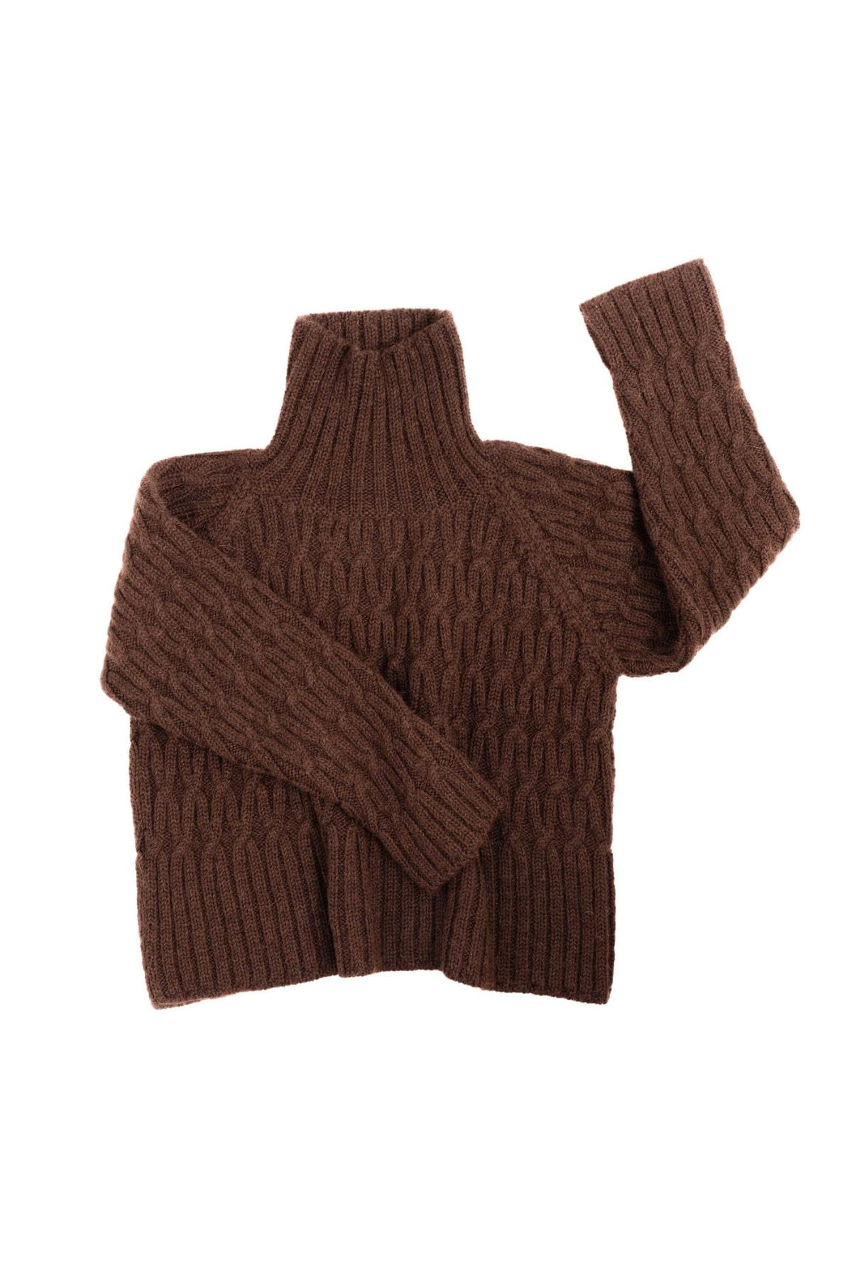 High Neck Alpaca Wool Jersey Brown Nós